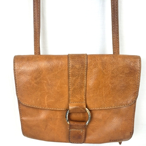 Fossil Tan Leather Crossbody Purse Small - Picture 1 of 8